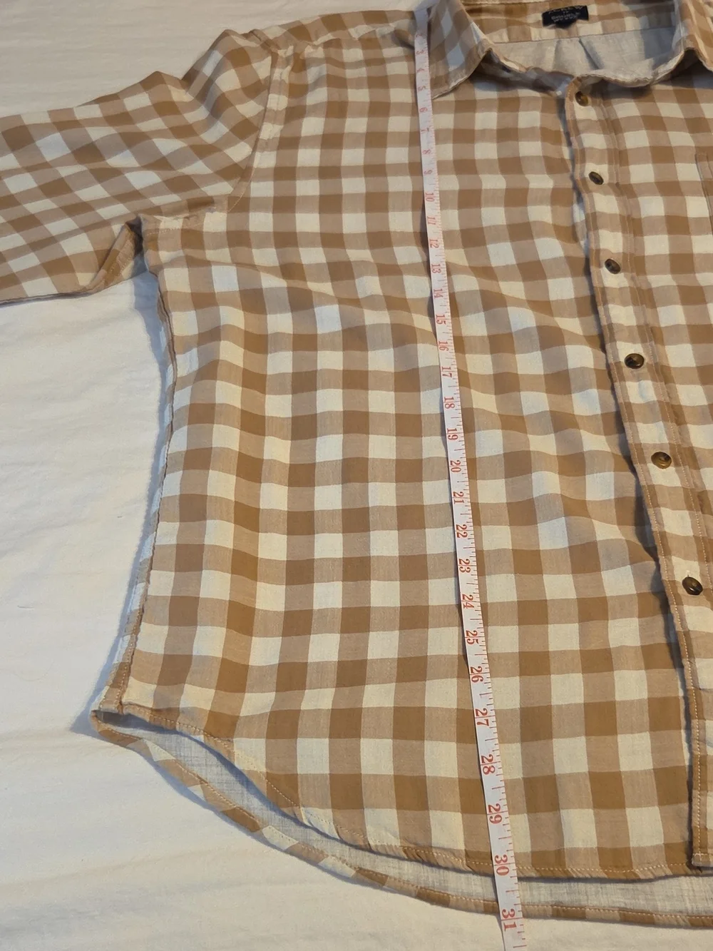 J. Crew Beige and White Plaid Double Weave Button-Down Shirt Size XL